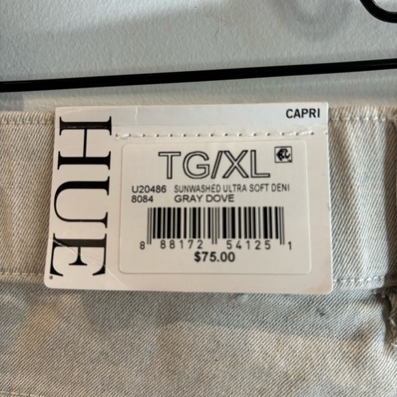 HUE Sz XL Sunwashed Ultra Soft Denim Capri Cropped In Gray Dove NEW WITH TAGS - Picture 4 of 10